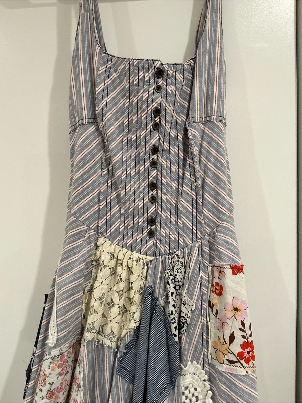 Pilcro Patchwork Midi Dress in Gray with Floral Accents - Picture 7 of 8